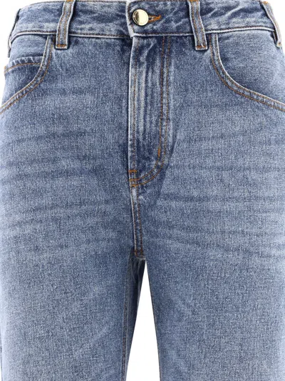 Chloé Foggy High-rise Jeans With Monogram-charm In Blue