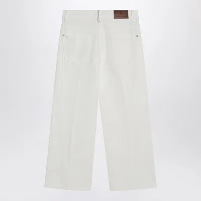 Brunello Cucinelli White Cotton Trousers Women In White