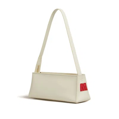 Marni Borsa A Spalla Museo Baguette In Pelle Crema