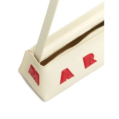 Marni Borsa A Spalla Museo Baguette In Pelle Crema