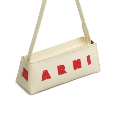 Marni Borsa A Spalla Museo Baguette In Pelle Crema