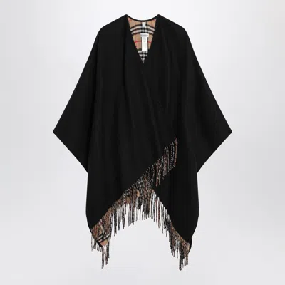 Burberry Cape With Check Pattern In Black
