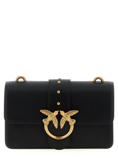 Pinko Black Leather Love One Crossbody Bag