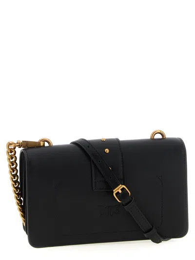 Pinko Black Leather Love One Crossbody Bag