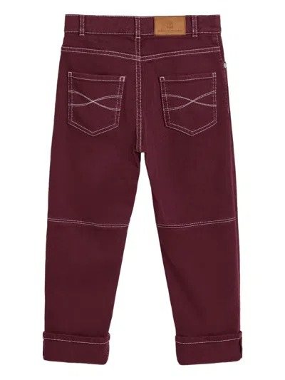 Brunello Cucinelli Five-pockets Jeans In Burgundy