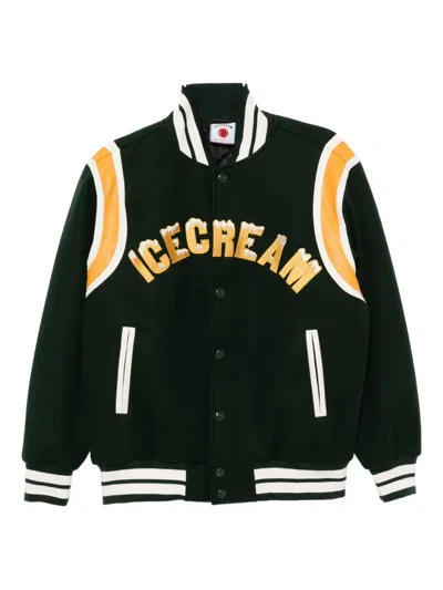 Icecream Mens Drippy Varsity Brand-embroidery Woven Jacket Green In Green