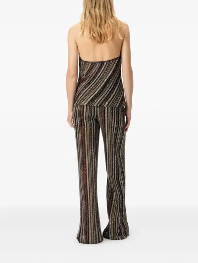 Missoni Womens Multicolor Beige Brown Halterneck Embellished Stretch-woven Top In Brown