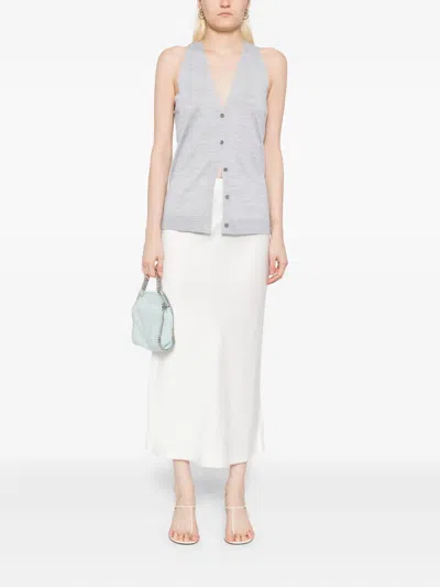 Theory V-neck Sleeveless Knitted Cardigan In Gray