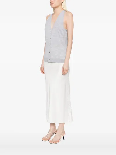 Theory V-neck Sleeveless Knitted Cardigan In Gray