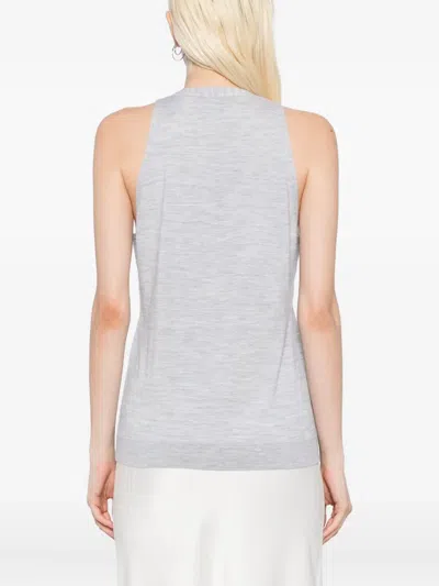 Theory V-neck Sleeveless Knitted Cardigan In Gray