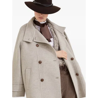 Brunello Cucinelli Double Worked Caban In Virgin Wool And Cashmere Cloth With Shiny Cuff Details Clo