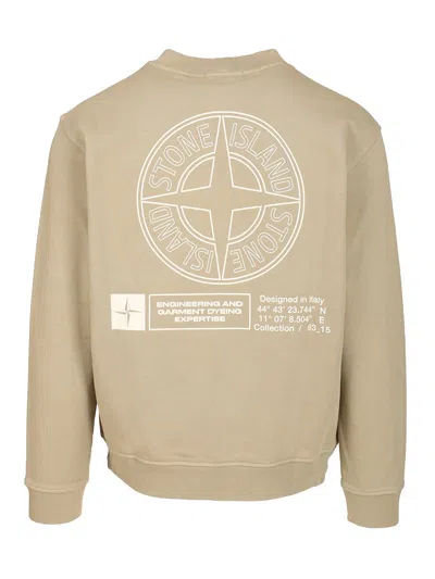 Stone Island Mens Desert Graphic-print Crewneck Cotton-jersey Sweatshirt