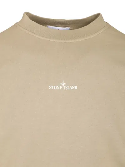Stone Island Mens Desert Graphic-print Crewneck Cotton-jersey Sweatshirt