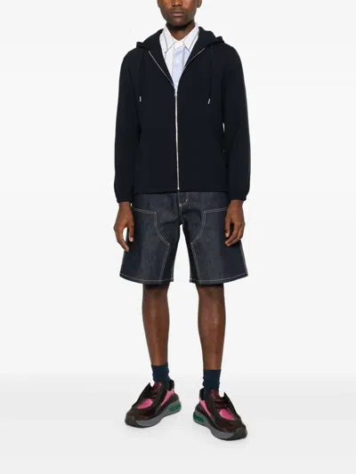 Sandro Hooded Zip-up Wool Jacket In Black