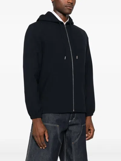 Sandro Hooded Zip-up Wool Jacket In Black