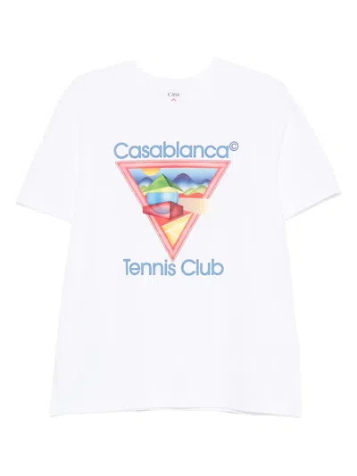 Casablanca White Crewneck T-shirt With Logo On The Front In Cotton Man In White