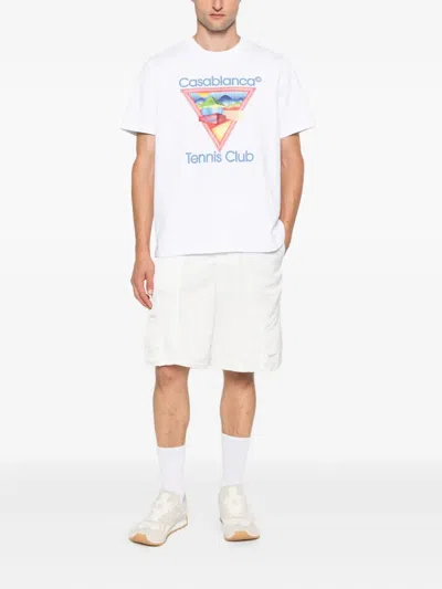 Casablanca White Crewneck T-shirt With Logo On The Front In Cotton Man In White