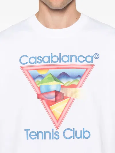 Casablanca White Crewneck T-shirt With Logo On The Front In Cotton Man In White