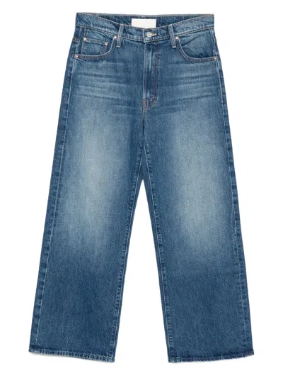 Mother High-waisted Cropped Jeans In Blue Denim In Blue