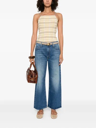 Mother High-waisted Cropped Jeans In Blue Denim In Blue