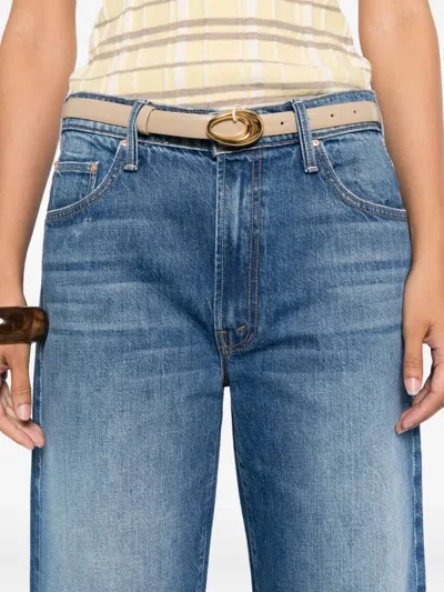 Mother High-waisted Cropped Jeans In Blue Denim In Blue