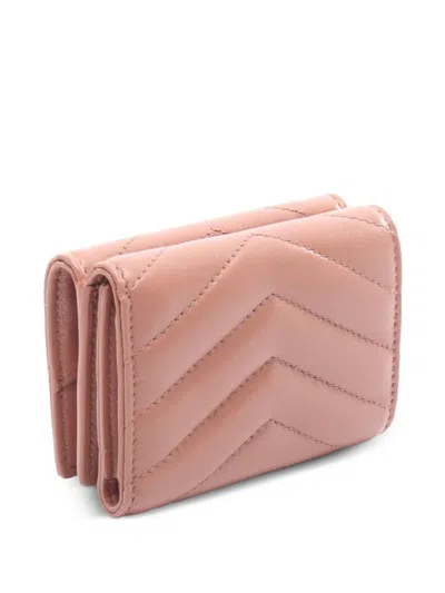 Pre-owned Saint Laurent 2010's Cassandre Fragments Flap Leather Wallet