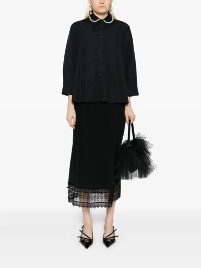 Simone Rocha Cotton Embellished Cropped Shirt In Black
