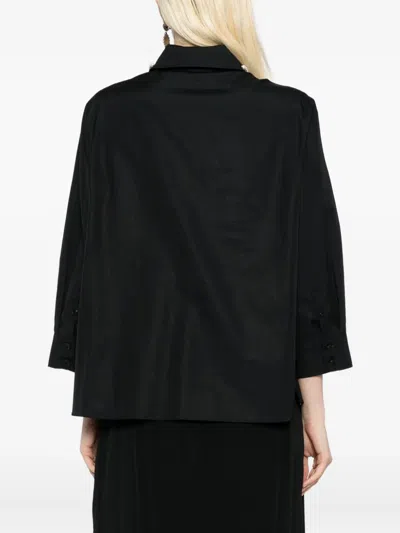 Simone Rocha Cotton Embellished Cropped Shirt In Black