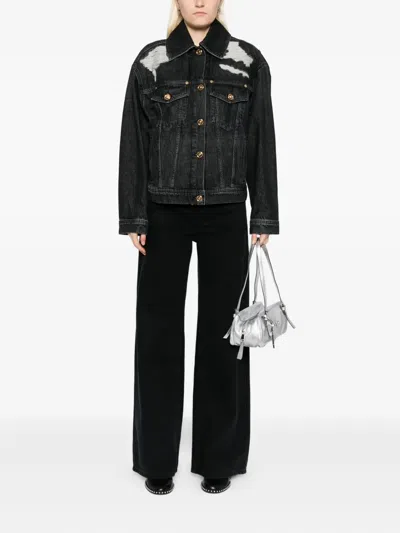 Versace Cotton Denim Jacket In Black