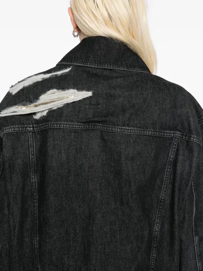 Versace Cotton Denim Jacket In Black