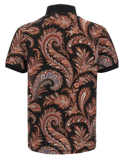 Etro Multicolor Paisley Flowers Polo In Brown