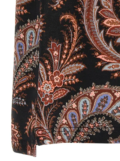 Etro Multicolor Paisley Flowers Polo In Brown