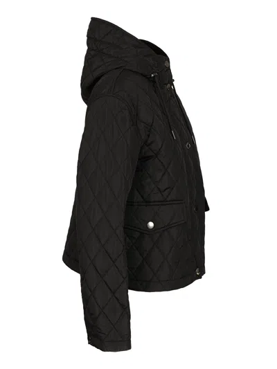 Burberry Quilted Nylon Cropped Jacket In Black