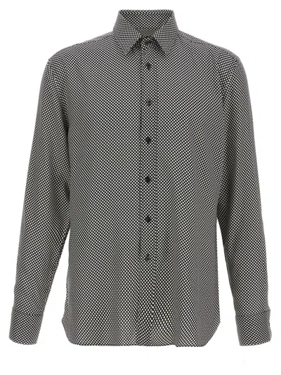 Tom Ford Black Polka Dot Lyocell Shirt In Gray