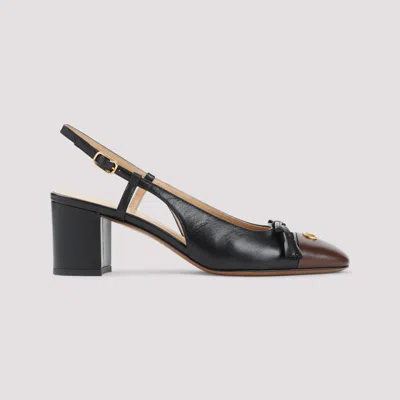 Valentino Valet Du Roi Vlogo Leather Slingback Pumps In Black