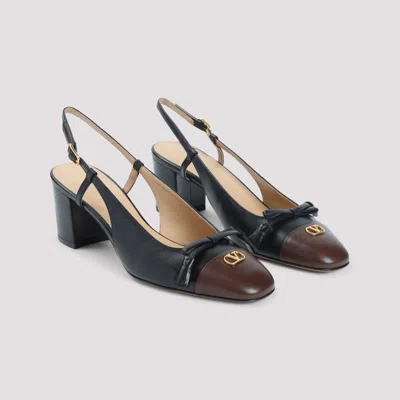 Valentino Valet Du Roi Vlogo Leather Slingback Pumps In Black