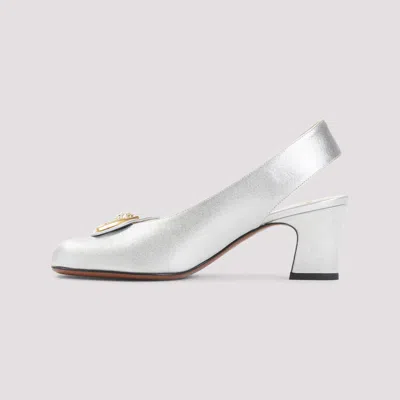 Valentino Block Heel Embellished Slingback Square Toe Pumps