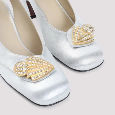 Valentino Block Heel Embellished Slingback Square Toe Pumps