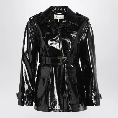Chloé Chloe Houndstooth-trimmed Coated Linen Trench Coat