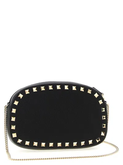 Valentino Black Rockstud Mini Crossbody Bag In Black