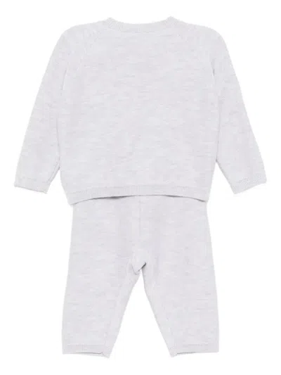 Versace Embroidered-logo Trousers Set In Gray