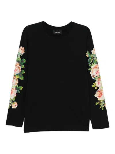 Simone Rocha Black Rose Bouquet Long Sleeve T-shirt In Black