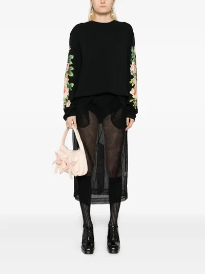Simone Rocha Black Rose Bouquet Long Sleeve T-shirt In Black
