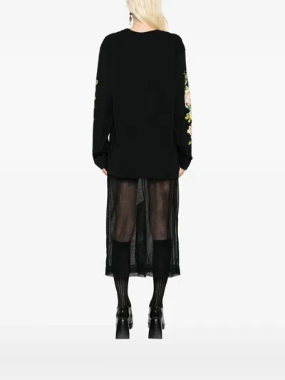 Simone Rocha Black Rose Bouquet Long Sleeve T-shirt In Black