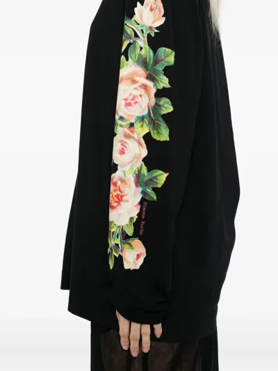 Simone Rocha Black Rose Bouquet Long Sleeve T-shirt In Black