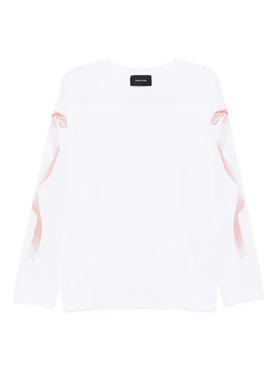 Simone Rocha Ribbon-printed T-shirt In White