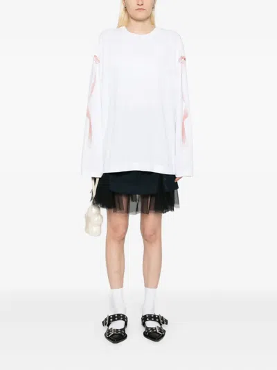 Simone Rocha Ribbon-printed T-shirt In White