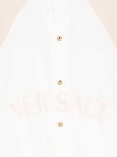 Versace Logo-print Romper Set In Neutral