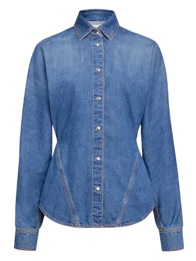 Alaïa Alaia Rounded Blue Denim Shirt Women