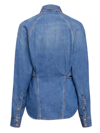 Alaïa Alaia Rounded Blue Denim Shirt Women